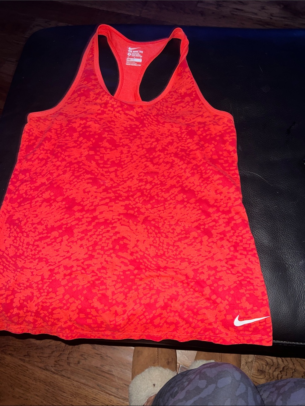 Nike Women's Coral-Red Patterned Racerback Tank